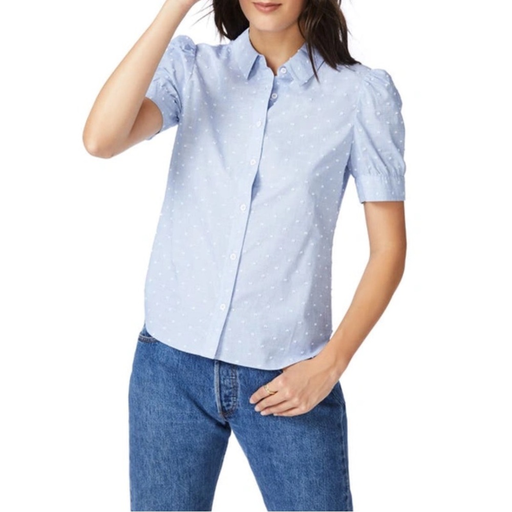 Court & Rowe Clip Dot Puff Sleeve Blouse